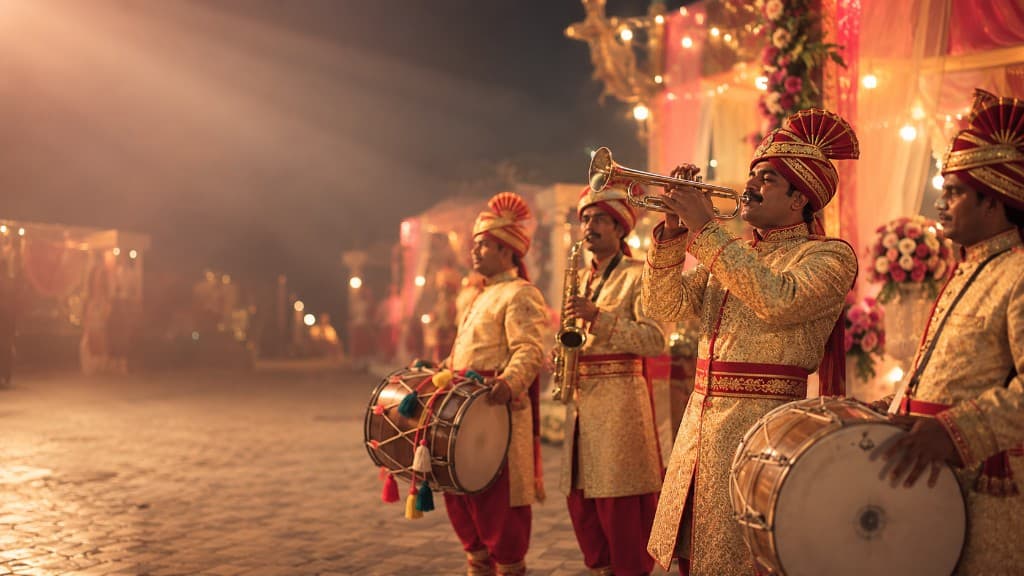 Wedding band performing at a night celebration venue